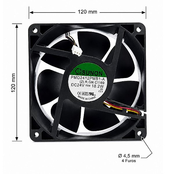 VENTILADOR PMD2404PBB2-A. 24V 6.0W 40X40X28 2 FIOS SUNON