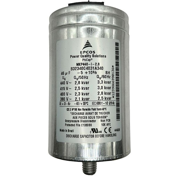 CAP. MONOF. 46UF 440V 3,34 KVAR -B32340C4031A340