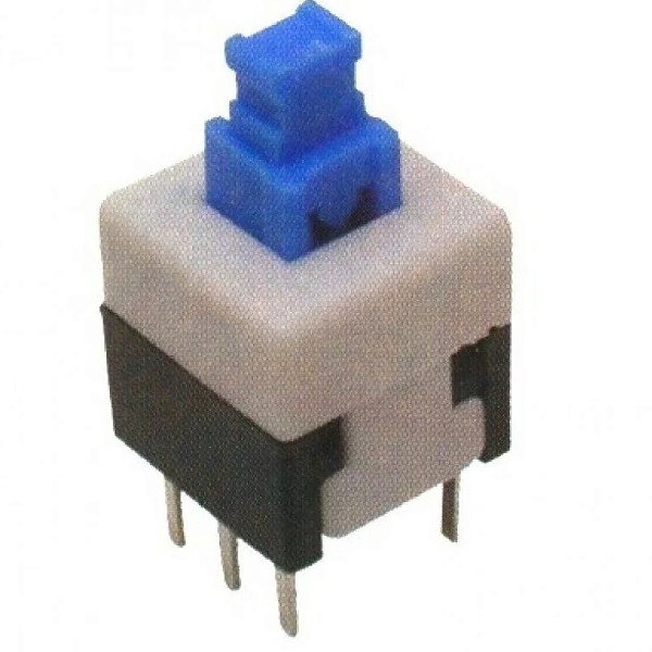 CHAVE BOTÃO 8X8MM COM TRAVA AZUL