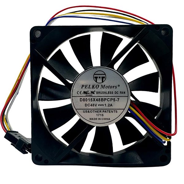 COOLER INDUSTRIAL PELKO 48V DC – MODELO D8015X48BPCP5‑7 | 80MM, 5 FIOS, ALTA EFICIÊNCIA