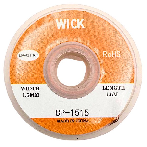 FITA MALHA DESSOLDADORA 1,5MM ROLO COM 1,5 METROS CP-1515 WICK