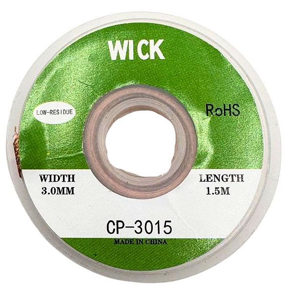 FITA MALHA DESSOLDADORA 3,0MM ROLO COM 1,5 METROS  CP-3015 WICK