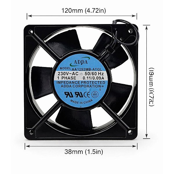 MICRO VENTILADOR ADDA AA1252MB-ATGL AC 230V 0.11A 120X120X25MM