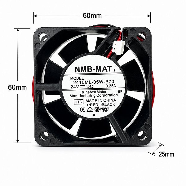 MICRO VENTILADOR 2410ML-05W-B70 - 24V / 0.25A / 2 FIOS / 60X60X25 NMB