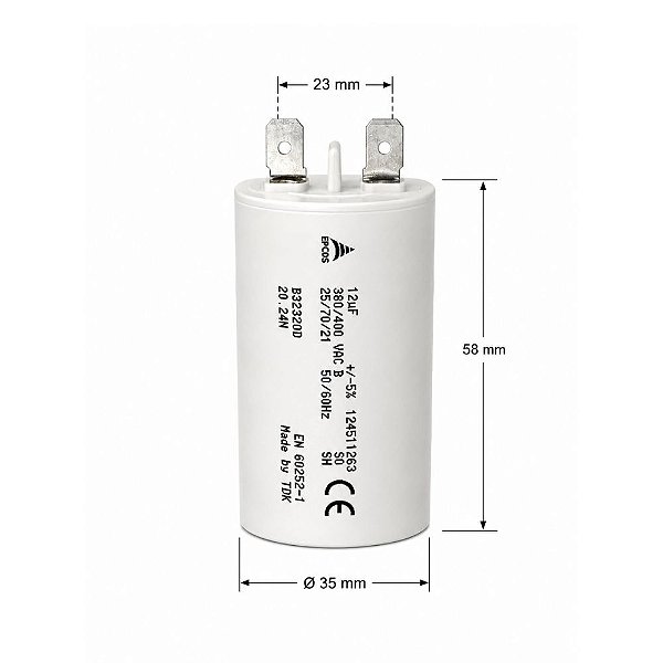 CAPACITOR PPM 12UF 380VCA/400VCA 5% B32322-D4126-J010 FAST-ON EPCOS