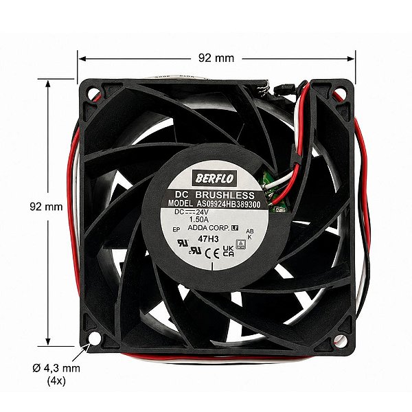 MICRO VENTILADOR 80X80X38MM 24VDC 1.50A AS08024HB389300 BERFLO