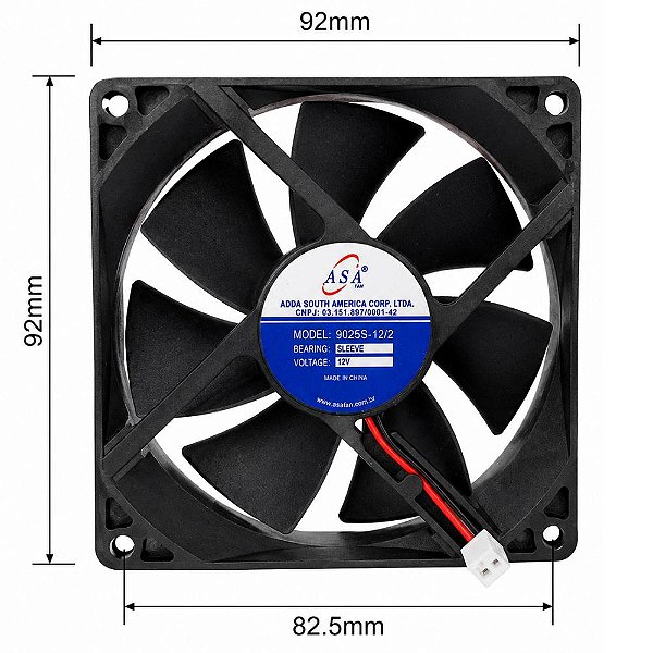 MICRO VENTILADOR 92X92X25 12V 3000RPM 9025S-12/2 ASA FAN