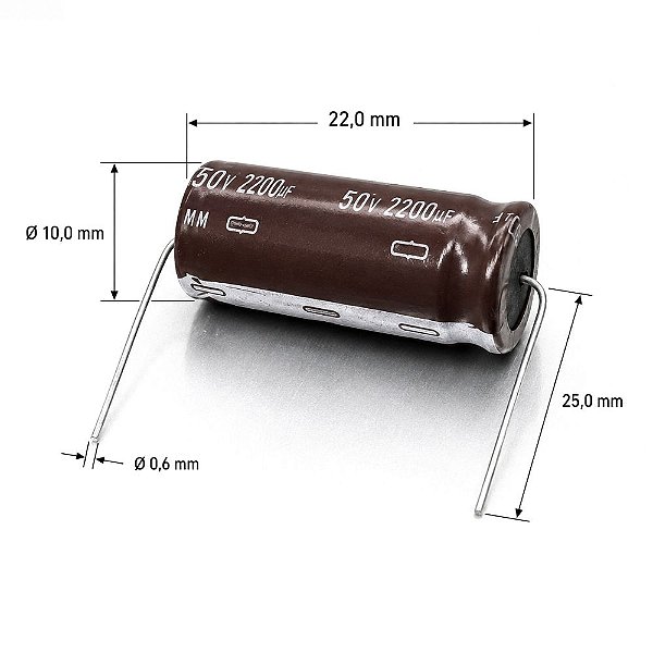 CAPACITOR ELETROLITICO AXIAL 2200MF 50V 105° 18X40MM KME NIPPON NCC