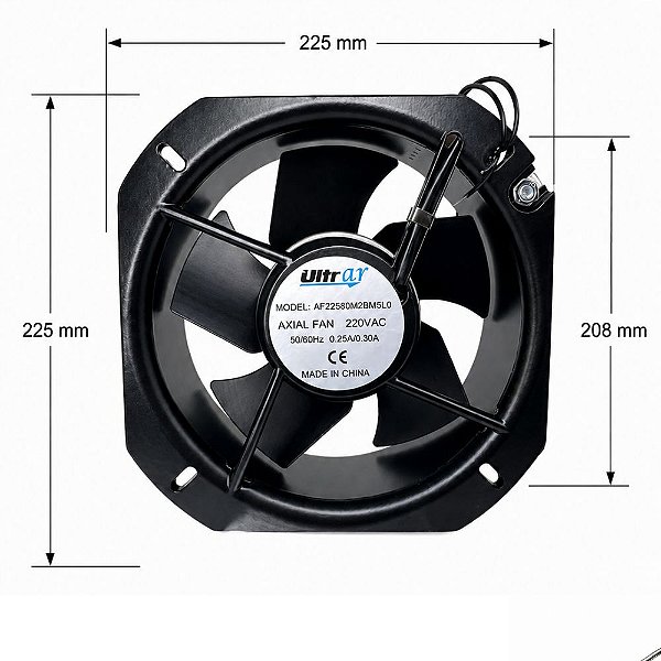 Microventilador AF22580M2BM5L0 220VAC 0,25/0,30A 225x225x80mm