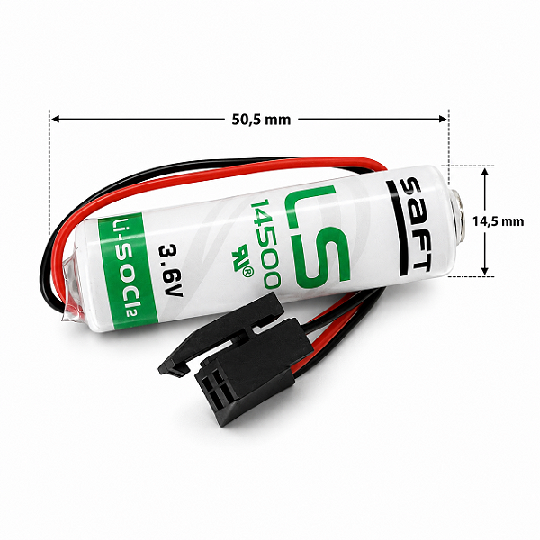 BATERIA DE LITHIUM LS14500 AA 3,6V SAFT COM FIO E CONECTOR