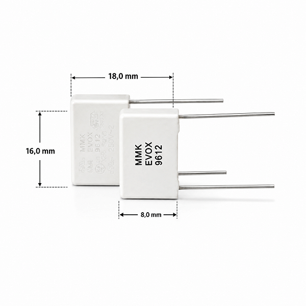 CAPACITOR POLIESTER FILME METALIZADO SERIE MMK EVOX 100NF 400V