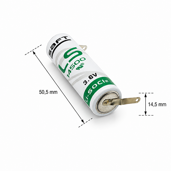 BATERIA SAFT LS14500 LS14500CNR 3,6V LITHIUM 2 TERMINAIS