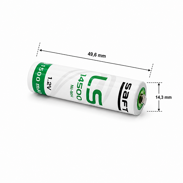 BATERIA DE LITHIUM 3,6V AA LS14500 SAFT COM 2 TERMINAIS PARA SOLDA PCI