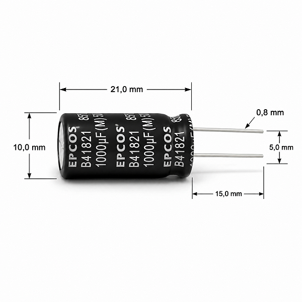 CAPACITOR ELETROLITICO 1000UF 50V 85° B41821 RADIAL EPCOS
