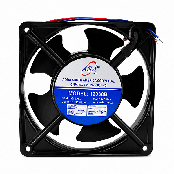 MICRO VENTILADOR ASA FAN 12038B 120X120X38 127/220 3200RPM 4 FIOS BALL