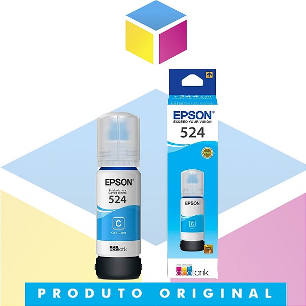 Tinta Epson 524 T 524 Ciano | T 524220 AL T 524220 | L 6580 L 15150  L 15160 L 6490 | Original 70ml