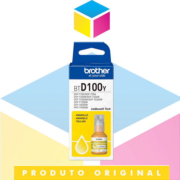 Tinta Brother BTD100 Amarelo | DCP-T230 | DCP-T430W | DCP-T530DW | DCP-T730DW | Original 108ml