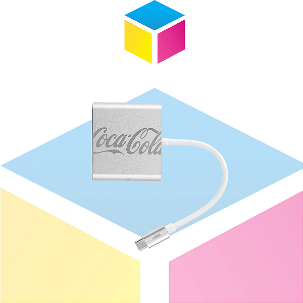 Hub USB‑C 3 em 1 | Coca‑Cola | Prata | Produto novo com Garantia
