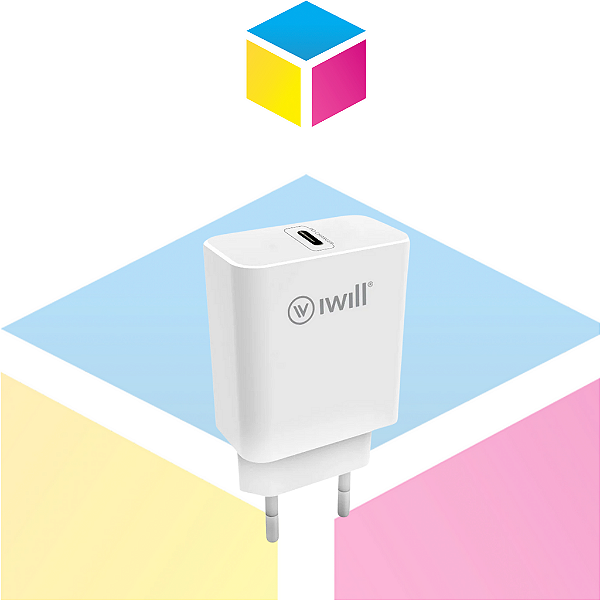 Carregador Iwill USB‑C 20W | PD Charger | Branco | Produto novo com Garantia
