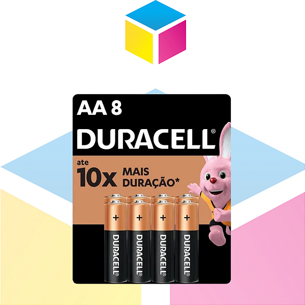 Pilha Duracell AA / MN‑1500 B8 | Alcalina | Pacote com 8 Unidades | Produto novo com garantia