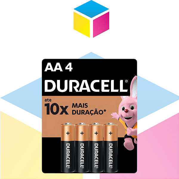 Pilha Duracell AA / MN‑1500 B4 | Alcalina | Pacote com 4 Unidades | Produto novo com garantia
