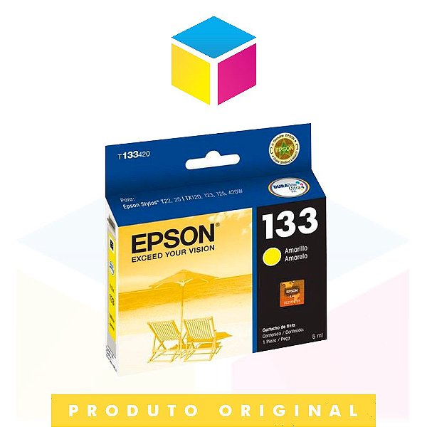 Cartucho de Tinta Epson Original 133 T 133 T 1334 Amarelo Yellow | T 25 TX 125 TX 420 W TX 123 TX 320 F | 5ml