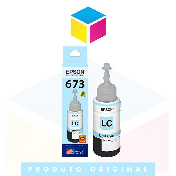 Tinta Epson 673 T 673 T 673520 Ciano Claro (light) | L 800 L 805 L 810 L 1800 | Original 70ml