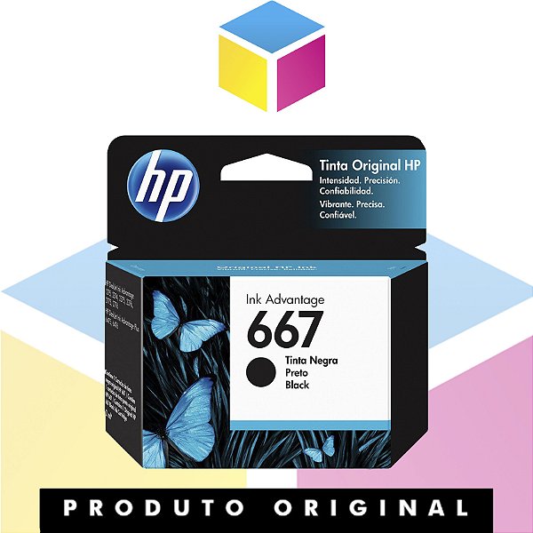 Cartucho de tinta HP 667 Original Preto | 3YM79AL HP 2376 HP 2775 | 2ML