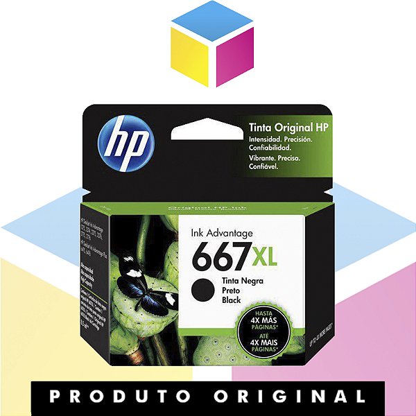 Cartucho de tinta HP 667 XL Original Preto | 3YM81AL HP 2376 HP 2775 | 8.5ML