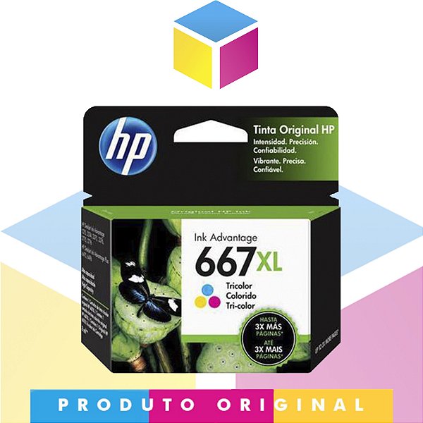 Cartucho de tinta HP 667 XL Original Colorido | 3YM80AL HP 2376 HP 2775 | 8ML