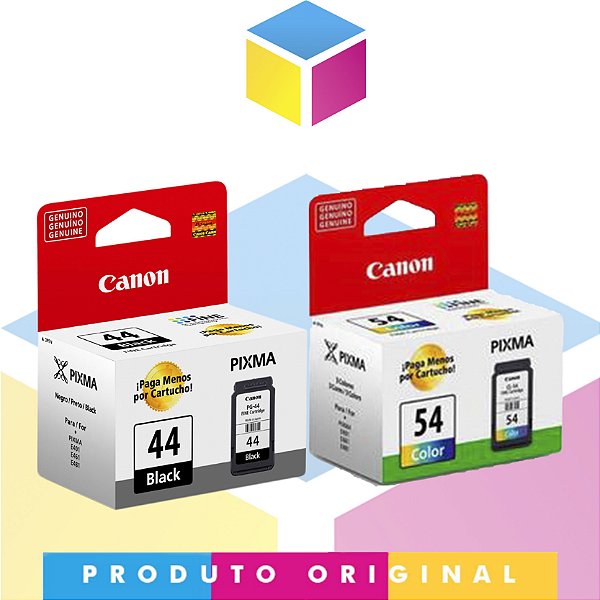 Kit Cartucho de Tinta Canon PG 44 Preto 5,6 ml + Canon CL 54 Colorido 6,2 ml | Original