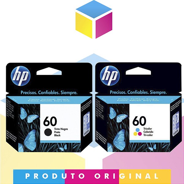 Kit HP 60 Preto Original 4,5 ml + HP 60 Colorido Original 6,5 ml | CC 640 WB CC 643 WB | D 1660 F 4280 F 4480