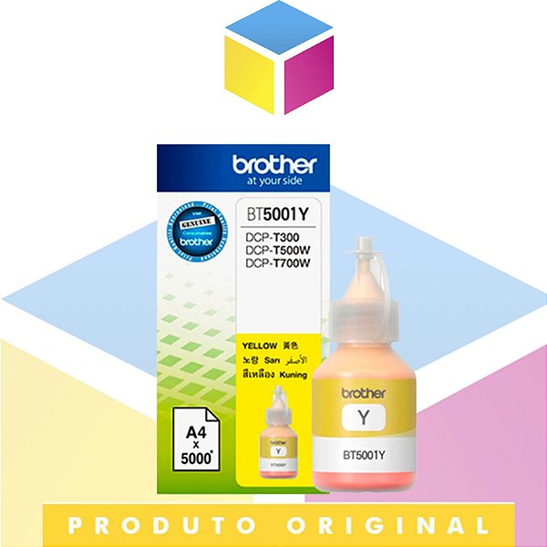 Tinta Brother BT-5001Y BT5001 Amarelo Original | DCP-T300 DCP-T500W DCP-T700W MFC-T800W | 41.8ml