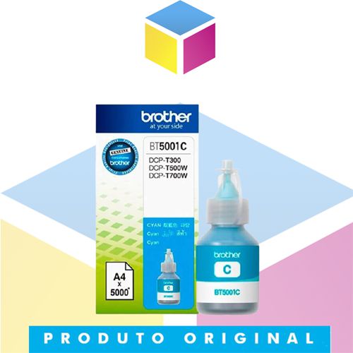 Tinta Brother BT-5001C BT5001 Ciano Original | DCP-T300 DCP-T500W DCP-T700W MFC-T800W | 41.8ml