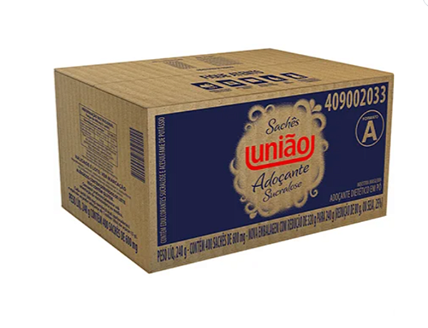 Caixa 400 und Sachê Açucar Adoçante União Sucralose - 600mg