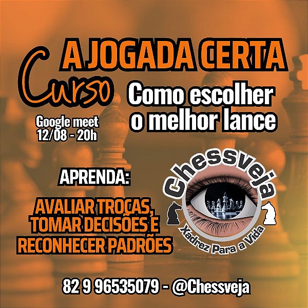 XADREZ 12 AGO 20h - SUPER AULA LIVE EXCLUSIVA 600-1200 RATING - @CHESSVEJA