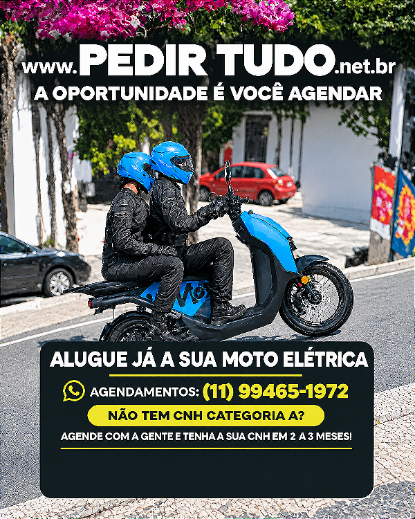 Locação de moto elétrica + Auto escola caso precise (a partir de R$159,00 semanal)