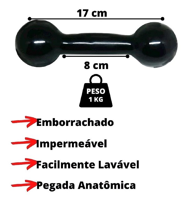 2 PESOS DE 1 KILO CADA - Halter Bola Musculação - Fitness Emborrachado