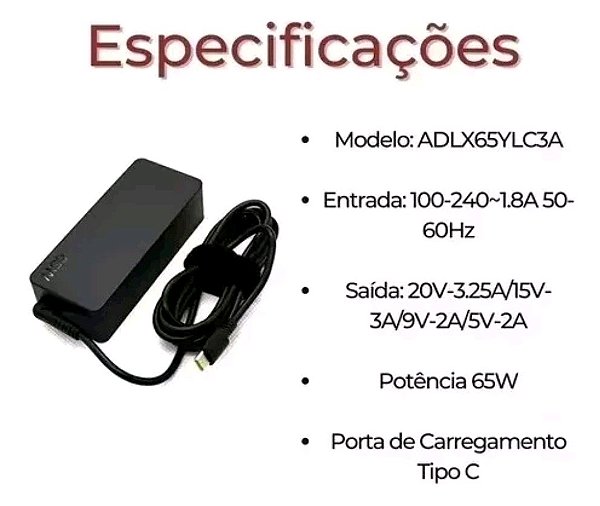 Carregador Lenovo 65w Usb-c Tipo-c Original