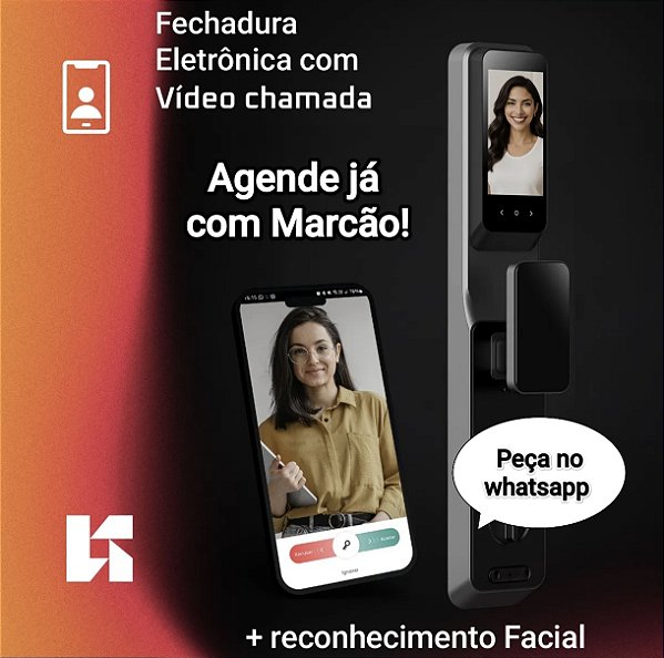 Fechadura eletrônica com vídeo chamada e reconhecimento facial.