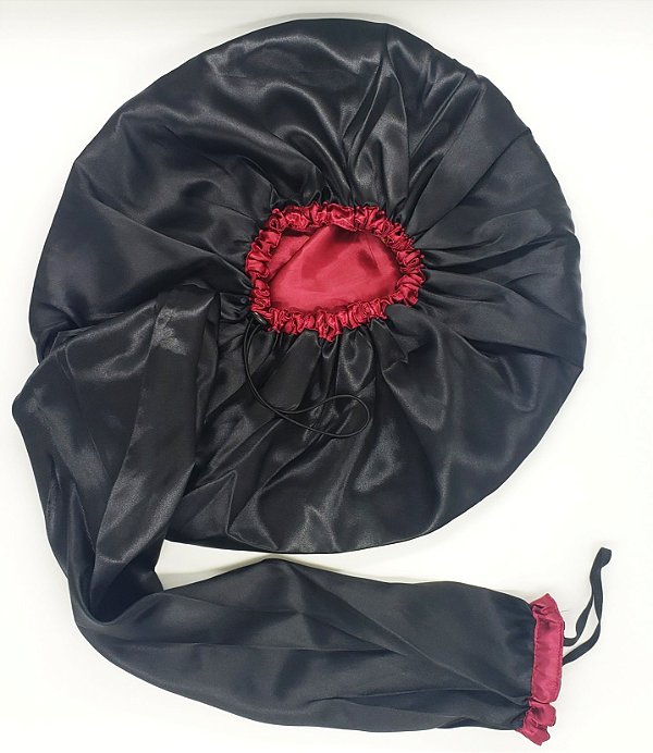 Difusora Touca Cetim Exclusive Anti Frizz Preta com Marsala