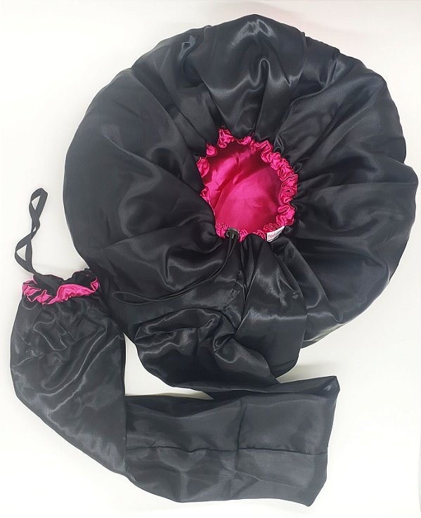 Difusora Touca Cetim Exclusive Anti Frizz Preta com Pink