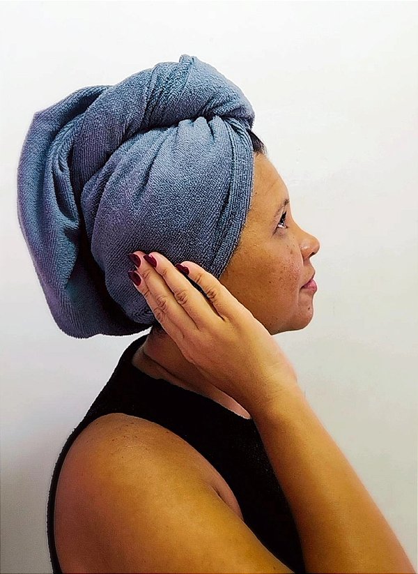 Toalha Cabelo em Microfibra Anti-Frizz - Cinza