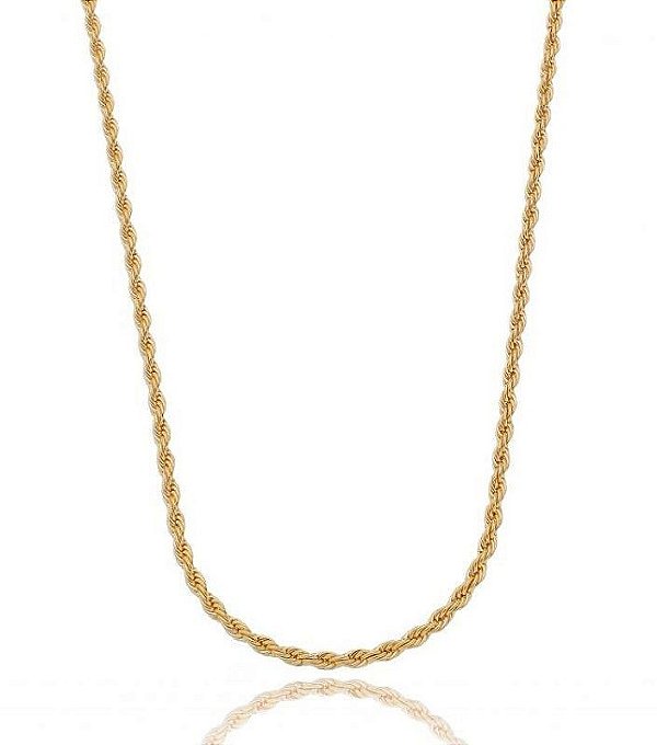 Colar Cordão Baiano 3mm 40cm Banhado Ouro 18k