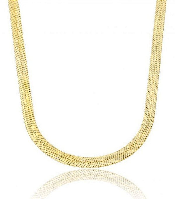 Colar Dourado Fita 6mm Banhado em Ouro18k