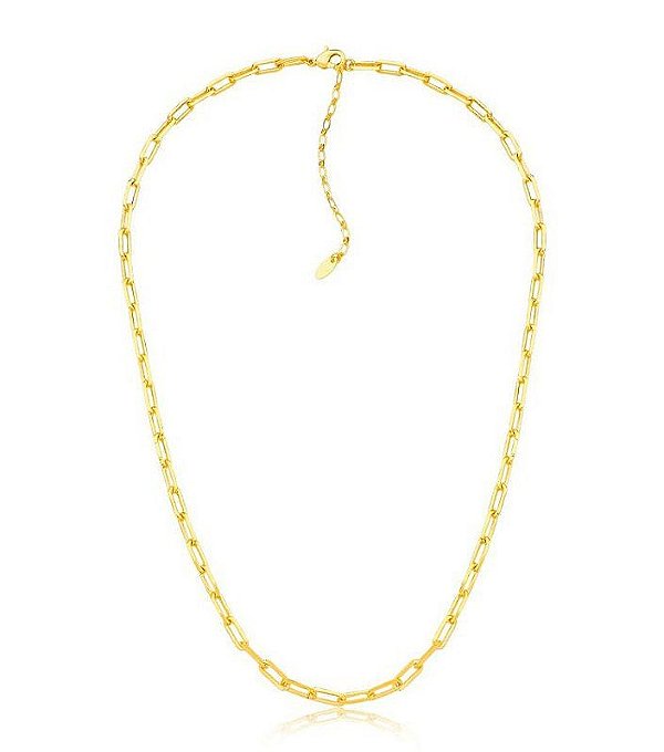Colar Dourado Elos 35cm + 10cm Extensor  Banhado a Ouro 18k