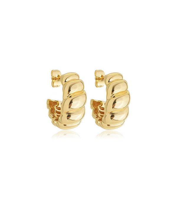 Brinco de Argola Croissant Banhada a Ouro 18k