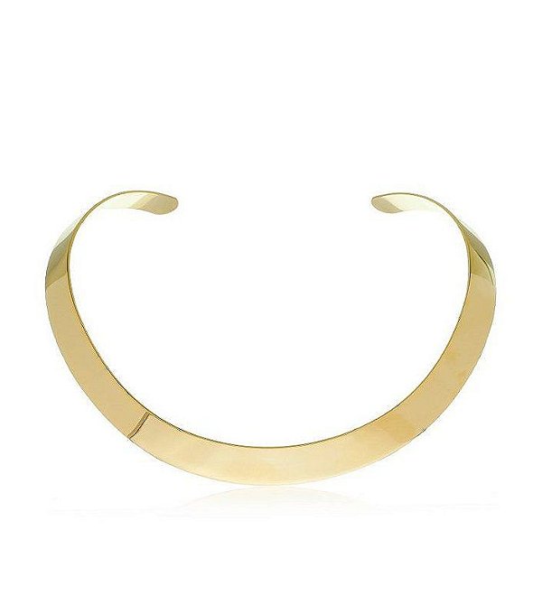 Choker Dourada Grossa Aro Rígido Banho Ouro18k