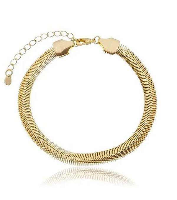 Pulseira Dourada Malha  Maleável 4mm Banhada a Ouro 18k