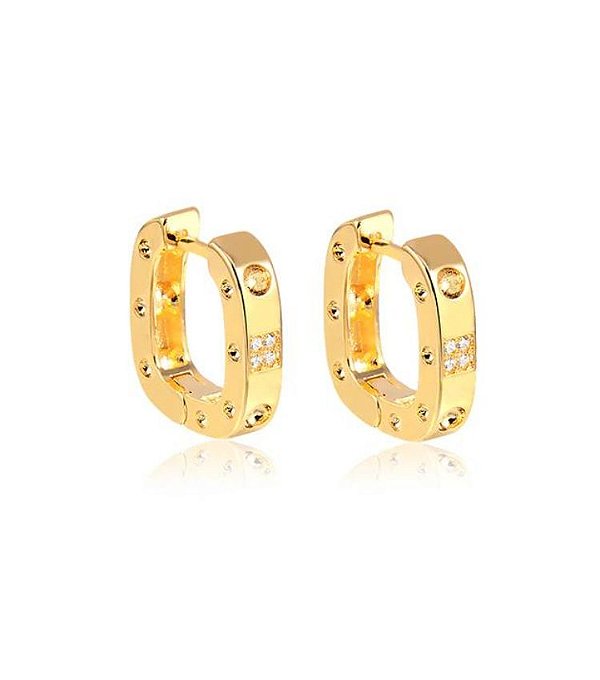 Brinco de Argola Retângulo Banho Ouro 18k